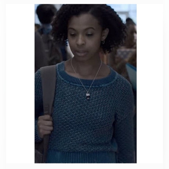 Rag & Bone Kyra Crew Metallic Pullover Sweater Blue SZ S Crop Chunky Loose Knit - Picture 2 of 10